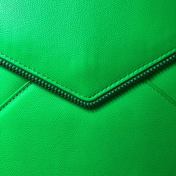 Rebecca Minkoff Neon Green Envelope Clutch - Picture 8 of 10